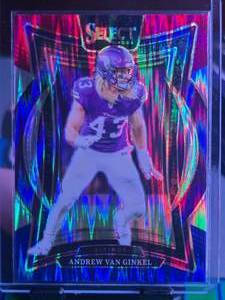 lot 157 image: ANDREW VAN GINKEL 2024 PANINI SELECT CONCOURSE RED & BLUE PRIZM SHOCK