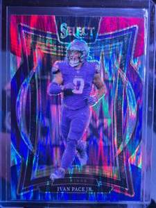 lot 154 image: IVAN PACE JR 2024 PANINI SELECT CONCOURSE RED & BLUE PRIZM SHOCK