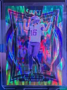 lot 160 image: WILL REICHARD 2024 PANINI SELECT CONCOURSE GREEN & YELLOW PRIZM SHOCK & WILL REICHARD 2024 PANINI PRIZM ORANGE LAZER ROOKIE CARD