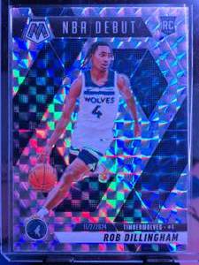 lot 188 image: ROB DILLINGHAM 2024-25 PANINI MOSAIC NBA DEBUT SILVER ROOKIE CARD