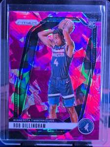 lot 186 image: ROB DILLINGHAM 2024-25 PANINI PRIZM PINK CRACKED ICE ROOKIE CARD