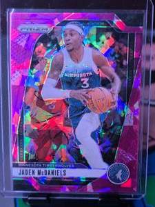 lot 250 image: JADEN MCDANIELS 2024-25 PANINI PRIZM PINK CRACKED ICE