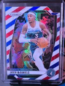 lot 245 image: JADEN MCDANIELS 2024-25 PANINI REDWHITEBLUE PRIZM