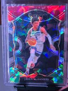 lot 243 image: JADEN MCDANIELS 2020-21 PANINI SELECT CONCOURSE REDWHITEGREEN ICE PRIZM ROOKIE CARD