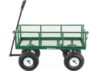 lot 17 image: Gorilla Carts Steel Garden Cart, Steel Mesh Removable Sides, 3 cu ft, 400 lb Capacity, Green