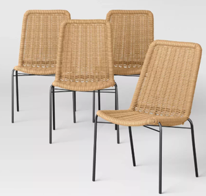lot 18 image: 4pc Wicker Stack Armless Patio Dining Chairs Brown - Threshold