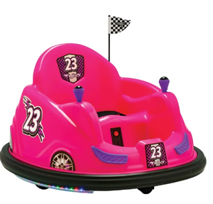 lot 31 image: Pink Flybar Pink 6 V Bumper Car Powered Ride-On with LED Lights