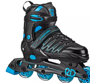 lot 278 image: Roller Derby Custom Adult In-Fit Skates - BlueBlack 9-12 Adjustable, Padded Boot Shaft