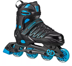 lot 282 image: Roller Derby Custom Adult In-Fit Skates - BlueBlack 9-12 Adjustable, Padded Boot Shaft