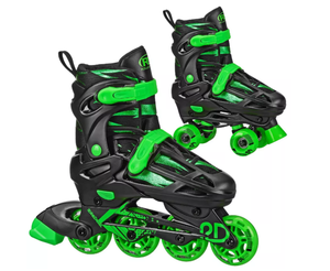 lot 283 image: Roller Derby Green Wire Kids Adjustable Inline-Quad Combo Skates - BlackGreen