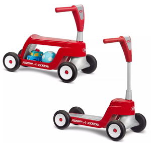 lot 287 image: Radio Flyer Scoot 2 Scooter - Red Steel & Plastic, Ages 1-4, 44.1 lbs Capacity