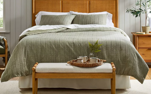 lot 289 image: 3pc Washed Loop Stripe Comforter Bedding Set - Hearth & Hand - Green