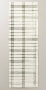 lot 293 image: Tri-Stripe Plaid Handmade Woven Area Rug GreenCream - Hearth & Hand