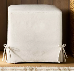 lot 297 image: Lynwood Slipcover Cube Ottoman with Tie Details Cream - Threshold
