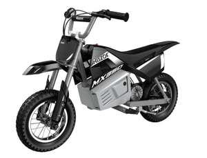 lot 9 image: Razor Dirt Rocket MX350 - Black with Decals, up to 14 mph, 24V Electric Dirt Bike for Child 8