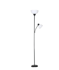 lot 221 image: Mainstays 72 Black Combo Floor Lamp With Reading Lamp, Modern Design