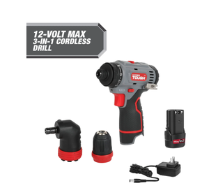 lot 437 image: Hyper Tough 12V Max Lithium-Ion 3-in-1 Multi-Head Power Drill Set with 1.5Ah Battery and Charger