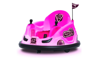 lot 463 image: 6V Pink Glow Bumper Car, Battery Powered Ride on for Children by Flybar, Ages 1.5, 66lbs, 1mph