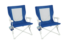 lot 485 image: Mainstays Folding Hard Arm Beach Bag Chair, Blue, Set of 2