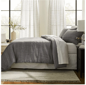 lot 492 image: 3pc Washed Loop Stripe Duvet Cover Bedding Set - Hearth & Hand with Magnolia