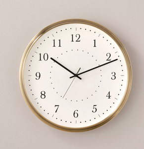 lot 493 image: 20 Brass Analog Circular Wall Clock - Hearth & Hand with Magnolia