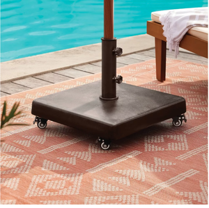 lot 494 image: 55lbs Polycrete Square Outdoor Patio Market Umbrella Bases with Wheels - Threshold