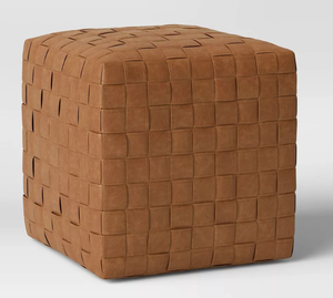 lot 51 image: Wellford Faux Leather Woven Cube Brown - Threshold