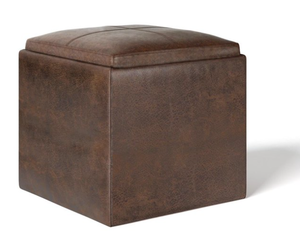 lot 59 image: Simpli Home Rockwood Wide Contemporary Storage Ottoman with Tray
