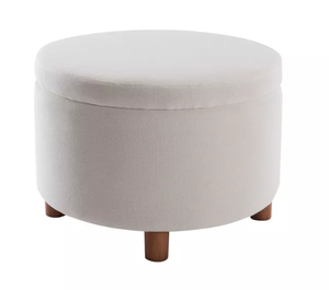 lot 64 image: Large Round Storage Ottoman with Lift Off Lid - WOVENBYRD