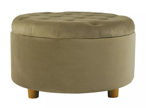 lot 65 image: Tufted Round Storage Ottoman Velvet - HomePop