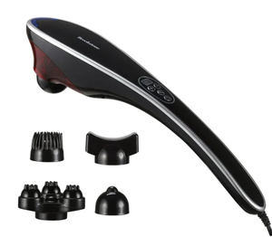 lot 140 image: Brookstone Handheld Percussion Body Massager, 4 Vibration Modes, 5 Interchangeable Heads