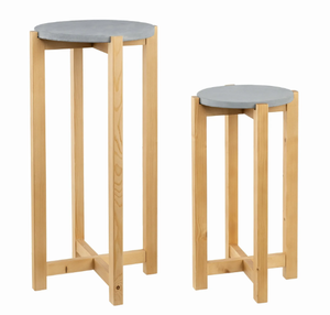 lot 165 image: 2PCS Better Homes & Gardens Gray Cement Wood Plant Stand