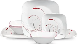 lot 347 image: 12PCS Corelle Splendor Square Dinnerware Set