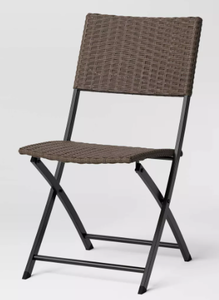 lot 376 image: 2PCS Wicker Outdoor Portable Folding Chair Brown - Room Essentials