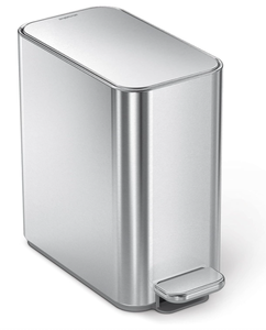 lot 392 image: Simplehuman Small Bathroom Trash Can with Lid, Stainless Steel Waste Basket, 5 Liter  1.3 Gallon