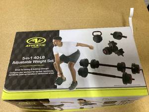 lot 413 image: Athletic Works 40LB 5 in 1 Adjustable Dumbbell Set , Fitness Exercises for Home Gym, Black