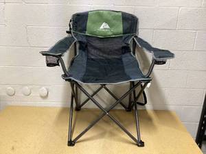 lot 428 image: Ozark Trail Big and Tall Chair with Cup Holders, Green for Outdoor, Adult, Weighs 10lbs