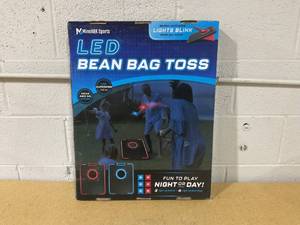 lot 313 image: LED Cornhole Board Set - Light Up Bean Bag Toss with 6 Bags, by MinnARK