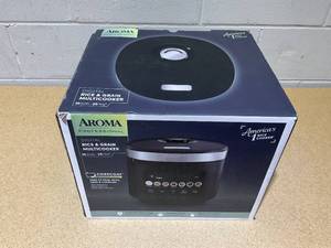 lot 257 image: Aroma 20 Cup Digital Rice Cooker Black Stainless Steel, Small Tray, Steamer for Food, Rice Maker, Removable Lid