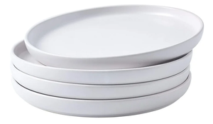 lot 416 image: Bruntmor Set of 4 Elegant Matte 11 Round Ceramic Restaurant Serving Dinner Plates, White