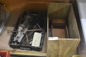 lot 11 image: Old Wood Boxes and Tools