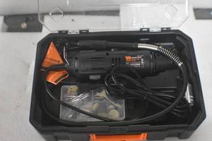 lot 54 image: Click to expand               WEN 23103 1-Amp Variable Speed Rotary Tool with 100 Accessories, Carrying Case and Flex Shaft