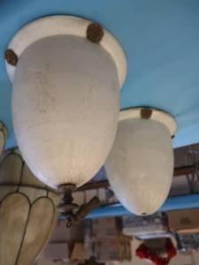 lot 22 image: 2 PENDULUM GLOBE LIGHTS