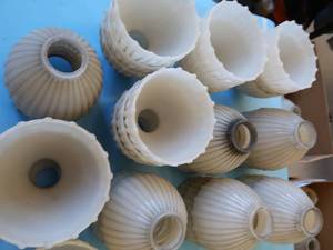 lot 40 image: 34 SMALL PETITE MILK GLASS SHADES