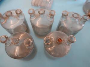 lot 49 image: 5 VINTAGEANTIQUE WOULFF BOTTLES