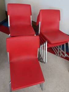 lot 58 image: 8 RED STUDENT CHAIRS