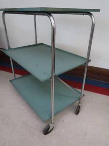 lot 117 image: VINTAGE GREEN METAL CART