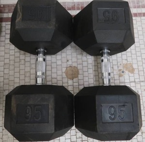 lot 8O image: PAIR OF 95 LB DUMBBELLS