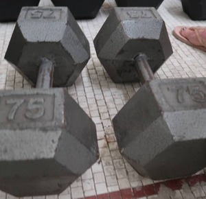 lot 8S image: PAIR OF 75 LB DUMBBELLS