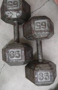 lot 8U image: PAIR OF 65 LB DUMBBELLS